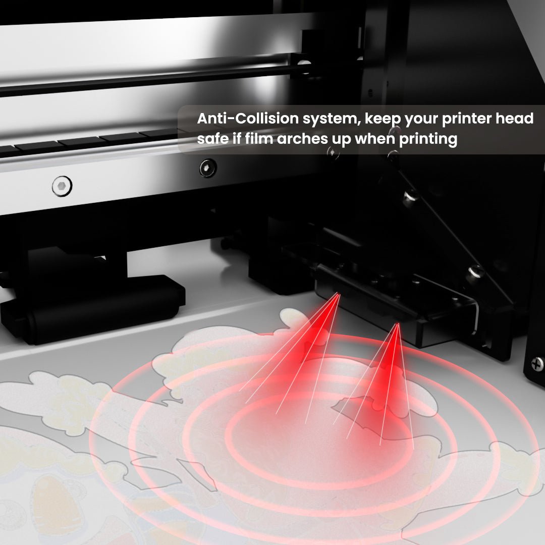 Anti-Collision system, keep your printer head safe if film arches up when printing.