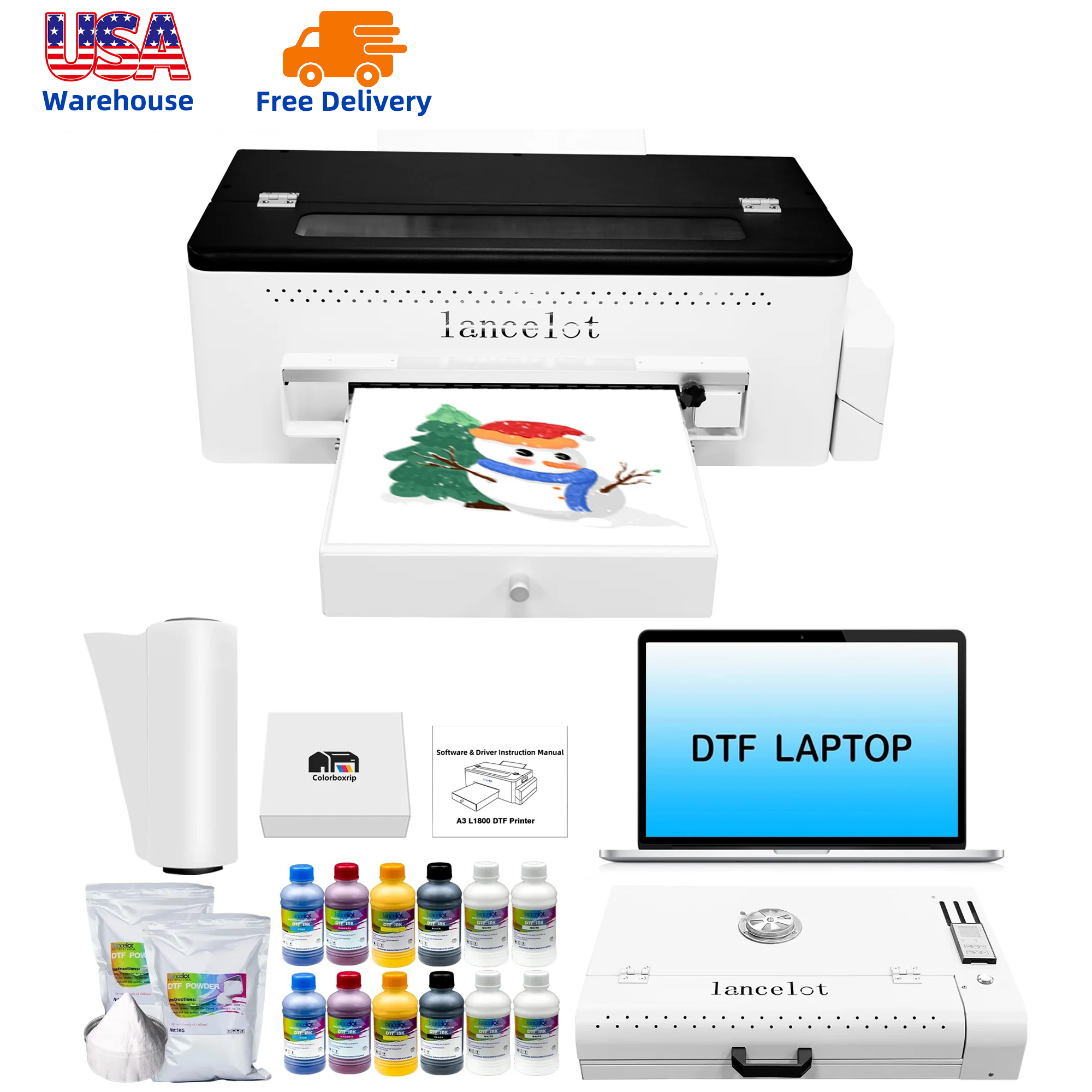 Lancelot A3 L1800 Desktop DTF Printer Laptop& Oven