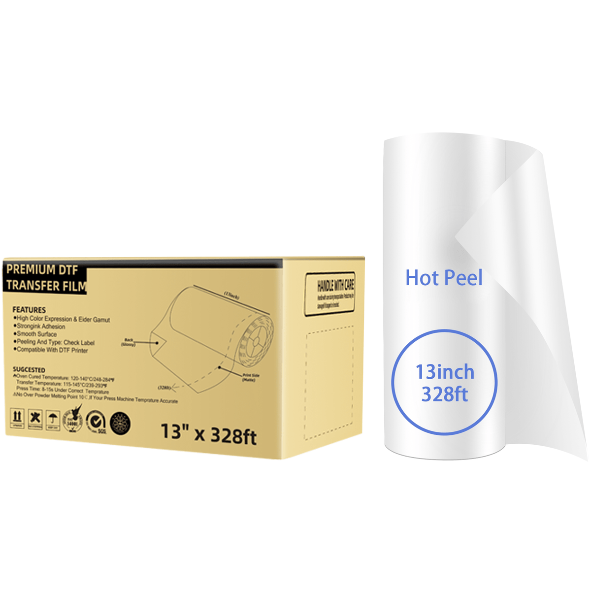 Lancelot New Premium Hot Peel DTF Transfer Film Roll - 13" x 328ft - Lancelot US DTF Printer Official Store