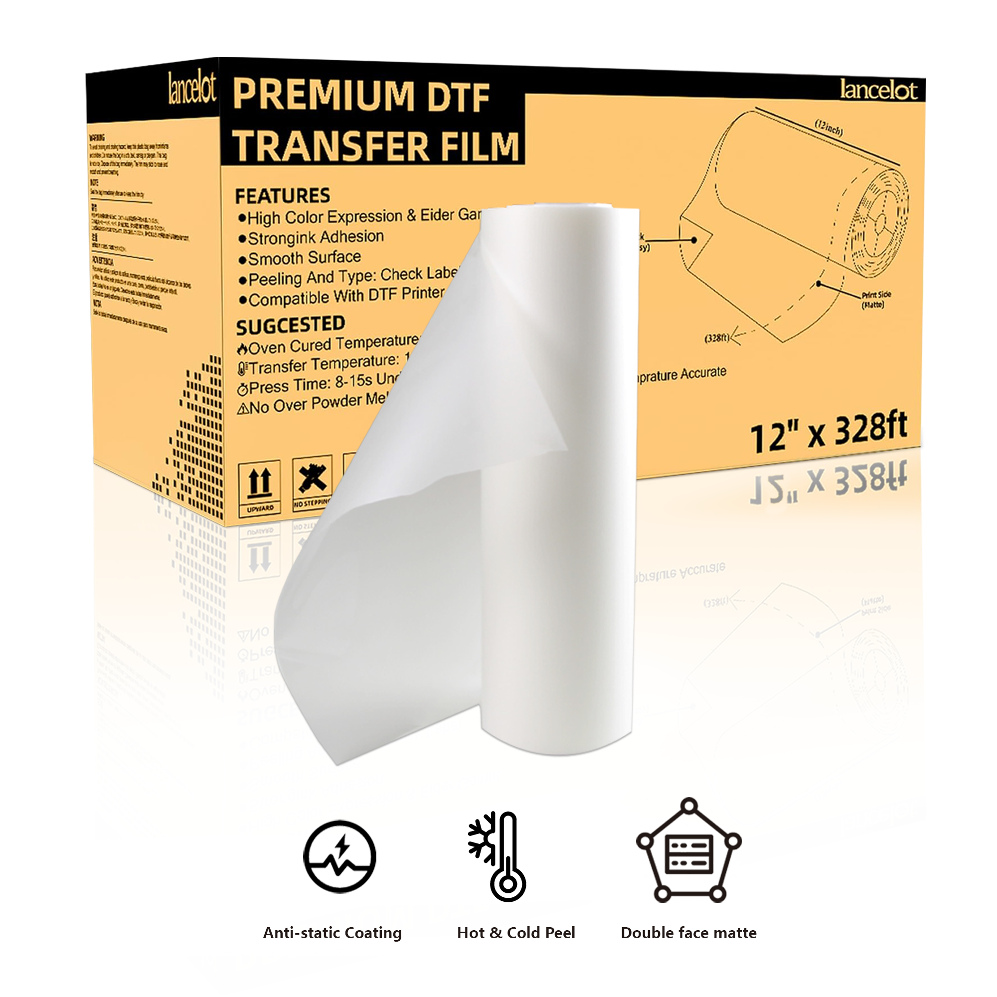 Lancelot Premium DTF Transfer Roll Film 11.8" x328ft