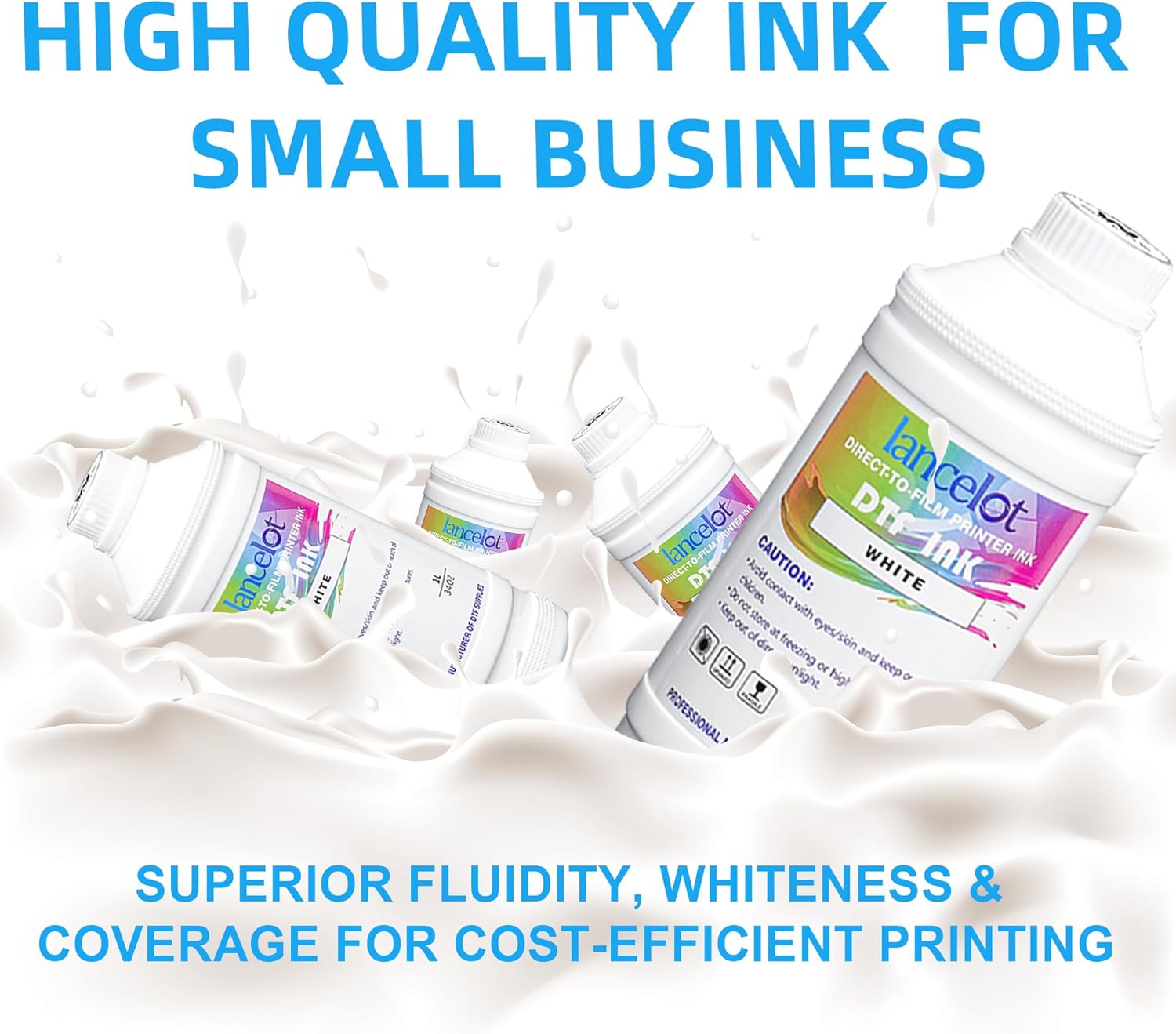 Lancelot Premium White DTF Ink Set (500ml x 2) | High-Opacity Film Transfer Ink
