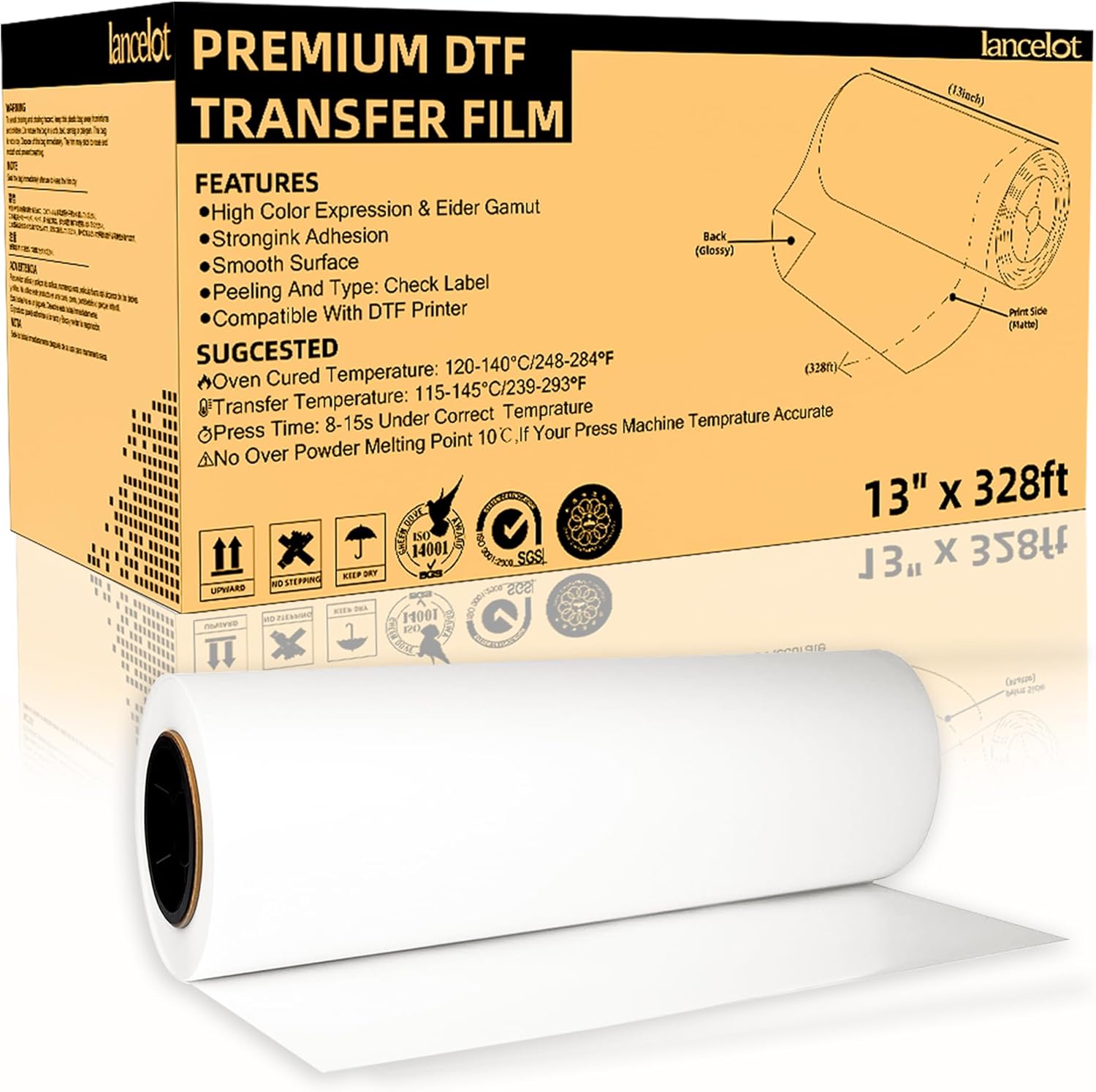 Lancelot Premium DTF Transfer Roll Film 13" x328ft