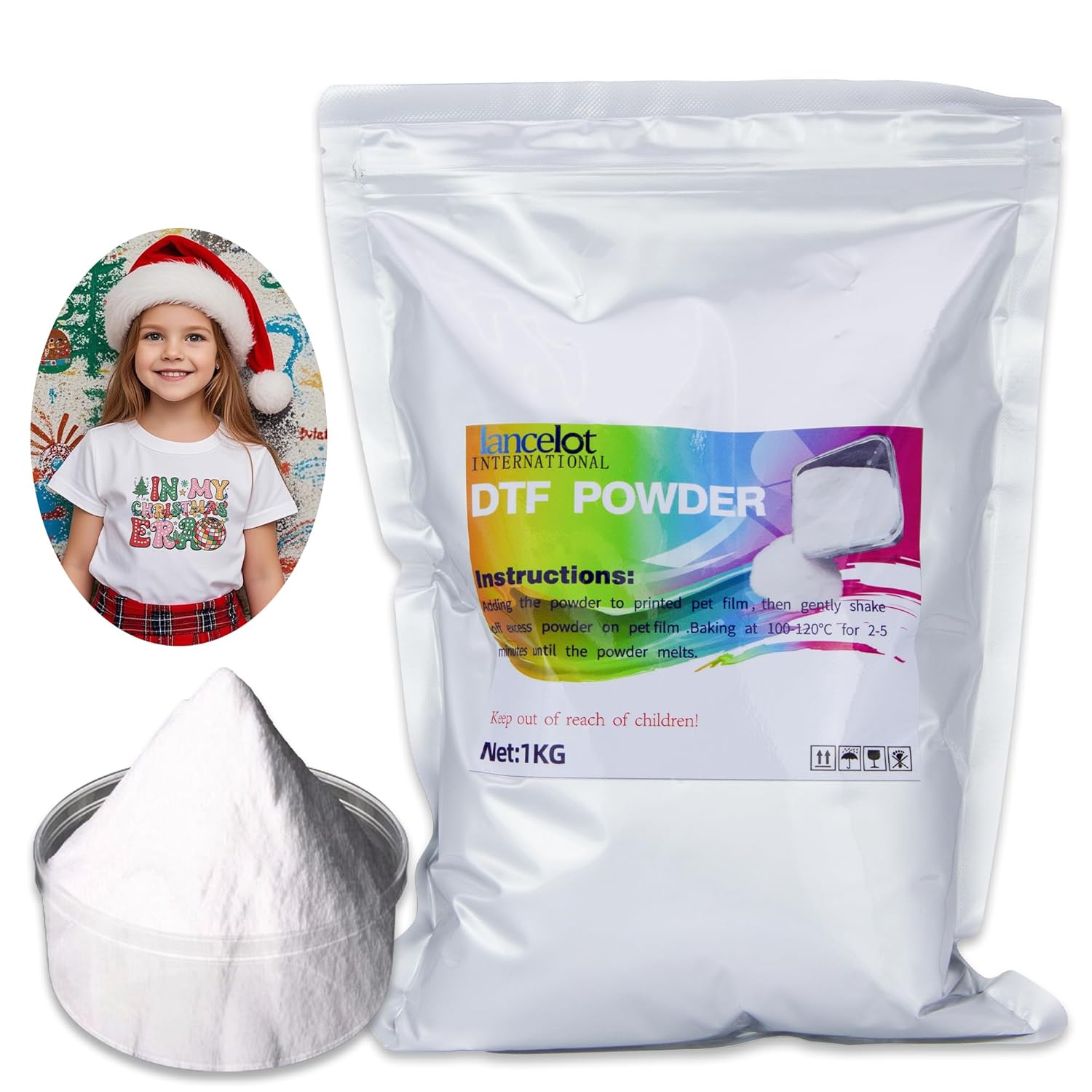 Lancelot DTF Powder White 1000g-35.3 Oz - Transfer Heat Press for T-Shirts Print