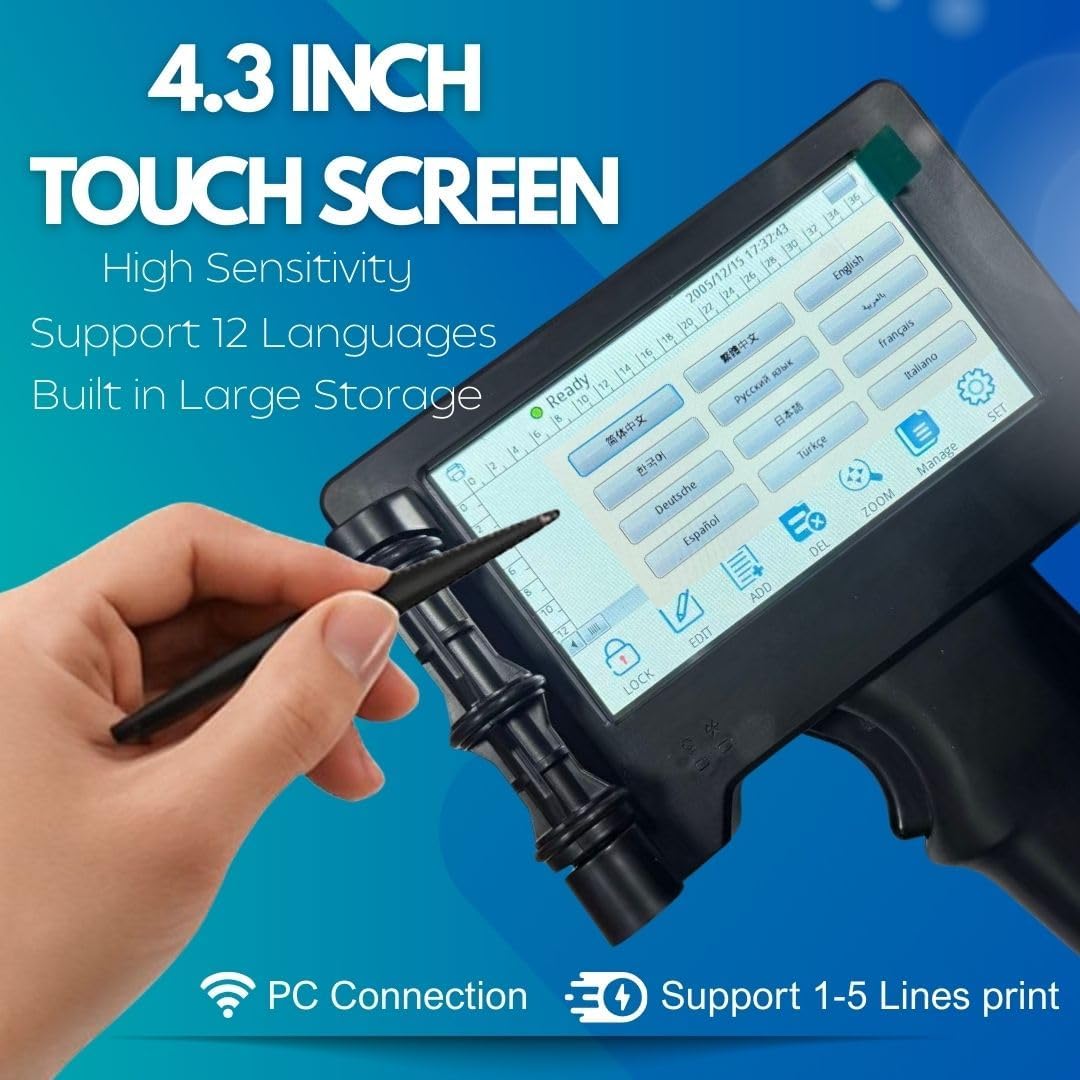 Handheld Inkjet Printer - Portable 0.5" Batch Coding Machine with Quick-Dry Waterproof Ink Cartridge for Labels, Logos & Expiration Dates