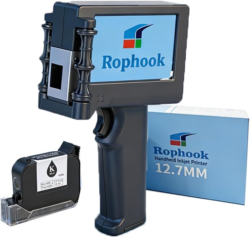 Handheld Inkjet Printer - Portable 0.5" Batch Coding Machine with Quick-Dry Waterproof Ink Cartridge for Labels, Logos & Expiration Dates